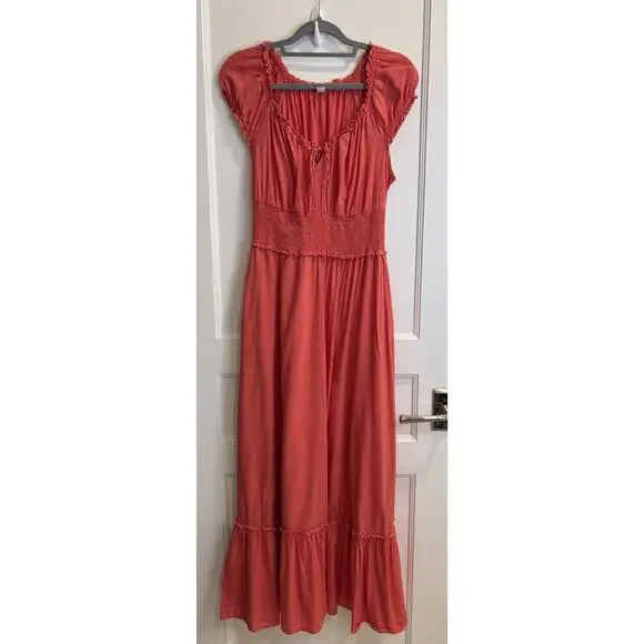 Old Navy Size Small TALL Waist-Defined Puff-Sleeve Clip-Dot Midi Dress - Picture 2 of 6